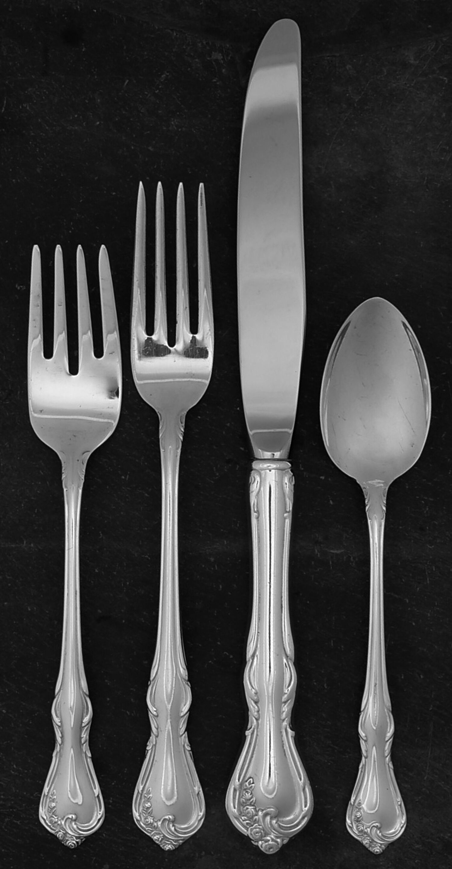 Cottage Rose (Silverplate, 1985) 4 Piece Place Setting by Reed & Barton-1