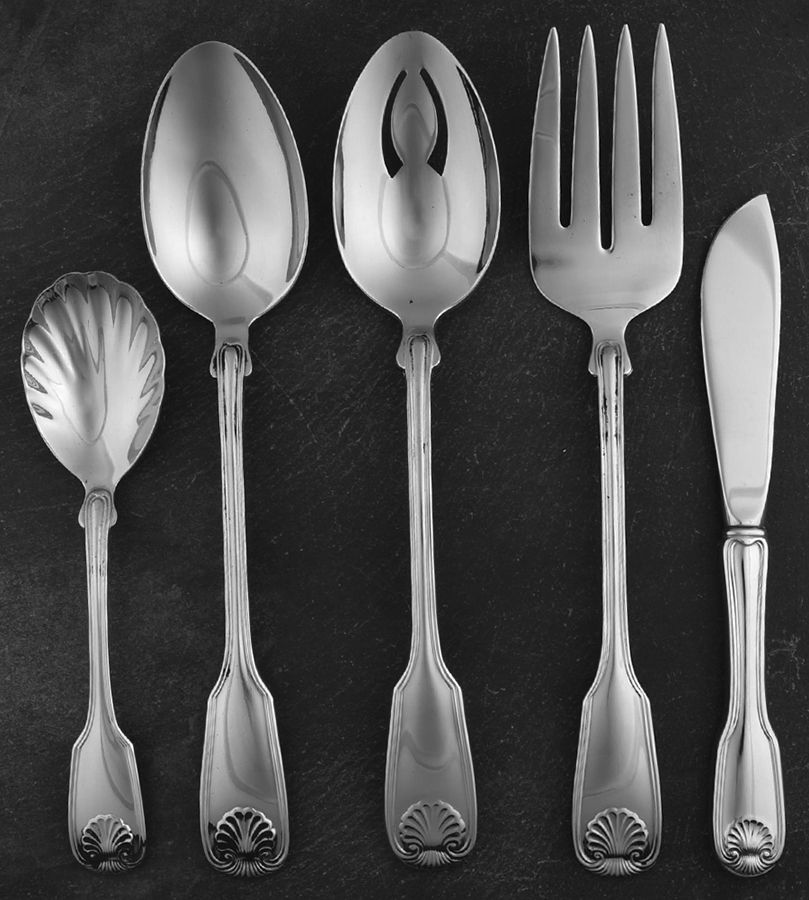 Colonial Shell (Stainless, 1961) 5 Piece Hostess Set by Reed & Barton-1