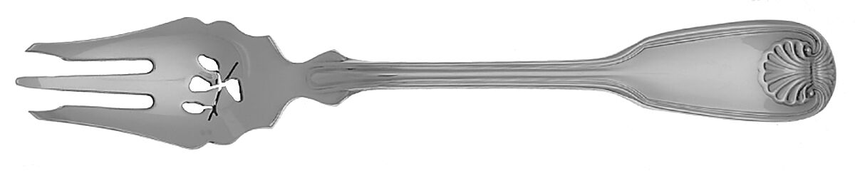 Colonial Shell (Stainless, 1961) Pickle Fork Pierced with Short Handle HC by Reed & Barton-1