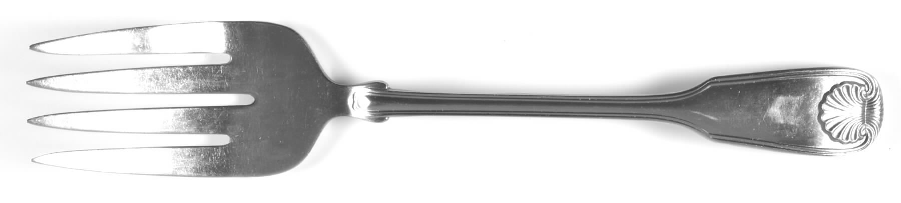 Colonial Shell (Stainless, 1961) Medium Solid Cold Meat Serving Fork by Reed & Barton-1