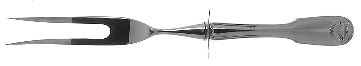 Colonial Shell (Stainless, 1961) Small Steak Carving Fork with Stainless Prongs by Reed & Barton-1