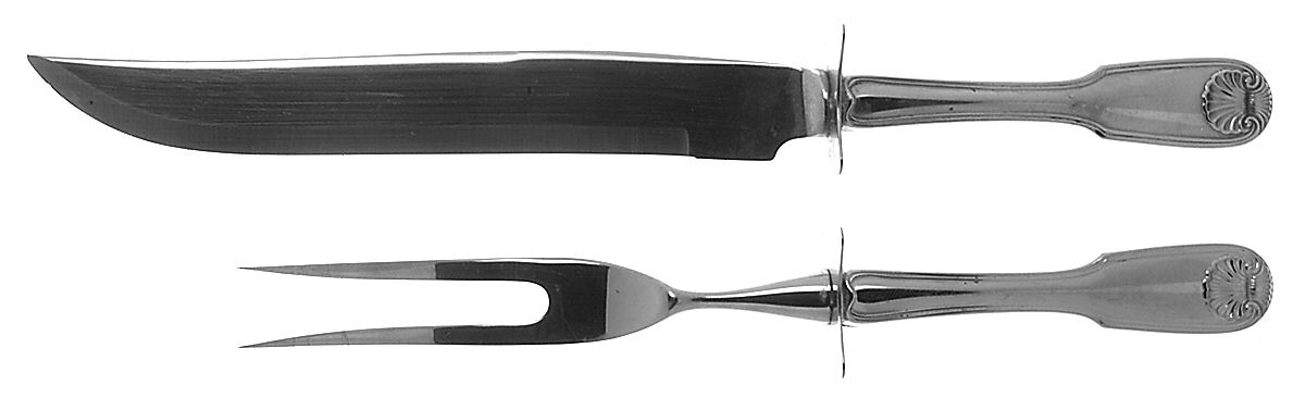 Colonial Shell (Stainless, 1961) Small Stainless Blade 2-Piece Steak Carving Set by Reed & Barton-1