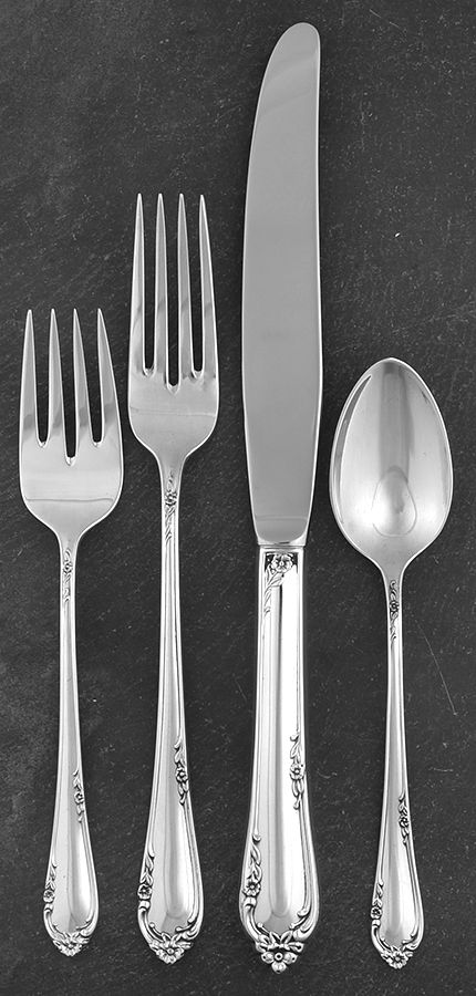 Dancing Flowers (Sterling, 1950) 4 Piece Dinner Size Setting by Reed & Barton-1