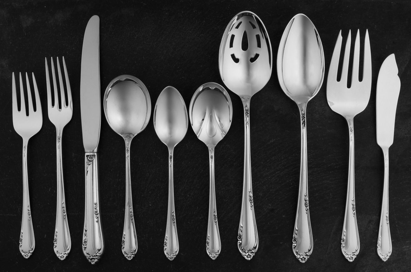 Dancing Flowers (Sterling, 1950) 32 Piece Estate Set by Reed & Barton-1