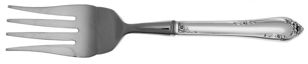Dancing Flowers (Sterling, 1950) Cold Meat Fork Large, Stainless Tines HC by Reed & Barton-1