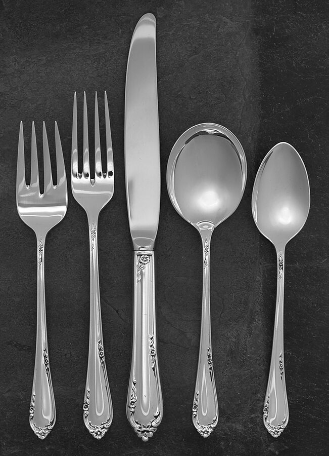 Dancing Flowers (Sterling, 1950) 5 Piece Place Size Setting by Reed & Barton-1