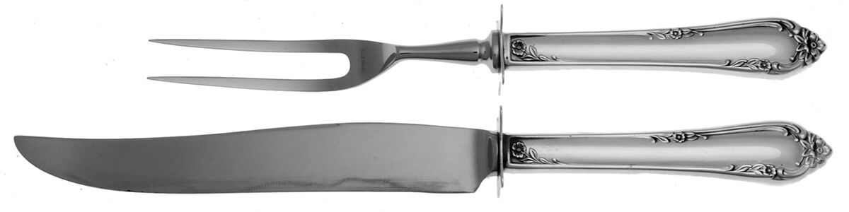 Dancing Flowers (Sterling, 1950) Small Steak 2-Piece Carving Set w/Stainless Blade by Reed & Barton-1