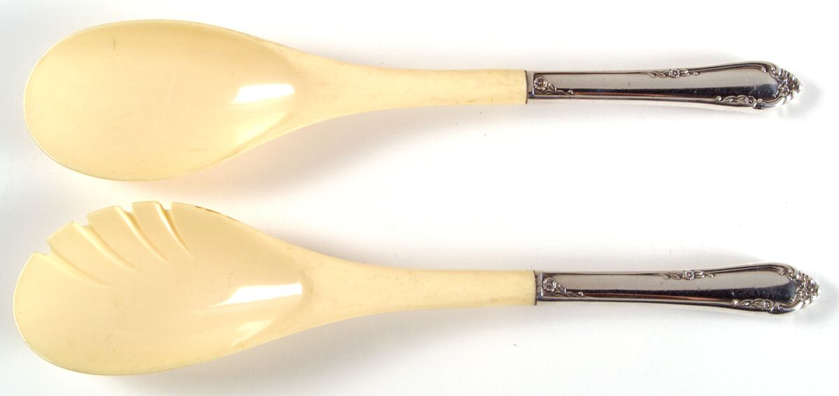 Dancing Flowers (Sterling, 1950) Plastic Bowl 2-Piece Salad Set by Reed & Barton-1