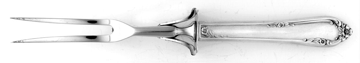 Dancing Flowers (Sterling, 1950) Large Stainless-Prong Roast Carving Fork by Reed & Barton-1