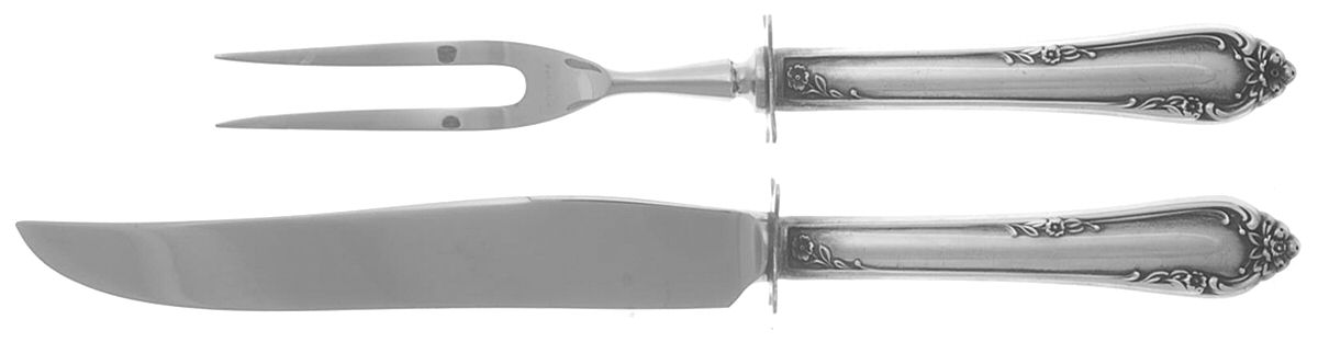 Dancing Flowers (Sterling, 1950) Small Stainless Blade 2-Piece Steak Carving Set by Reed & Barton-1
