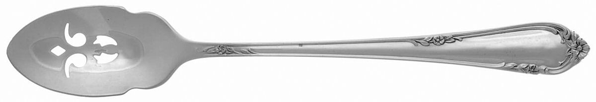 Dancing Flowers (Sterling, 1950) Short Handled Olive Spoon with Pierced Bowl by Reed & Barton-1