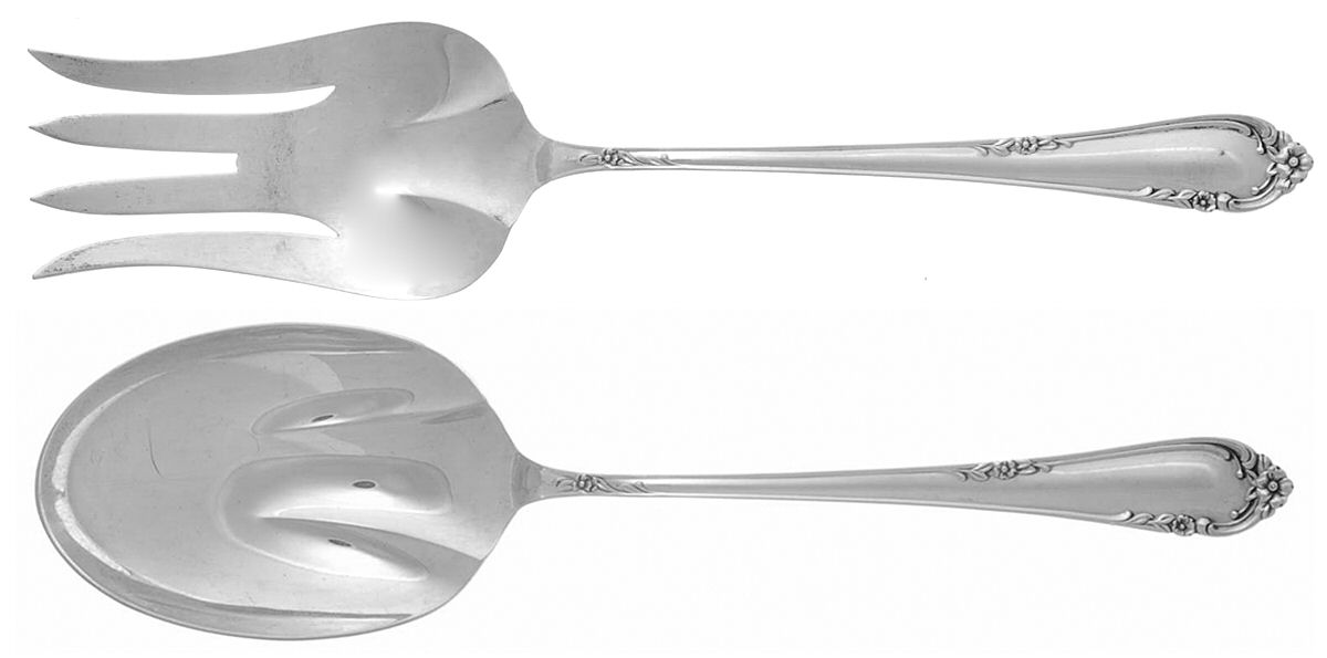 Dancing Flowers (Sterling, 1950) (2 Pc) Solid Salad Set by Reed & Barton-1