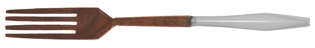 Diamond (Sterling, 1958) Salad Serving Fork with Wooden Prongs HC by Reed & Barton-1