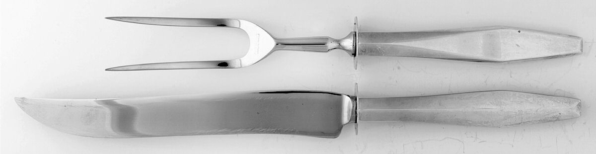 Diamond (Sterling, 1958) Large 2-Piece Roast Carving Set w/ Stainless Blade by Reed & Barton-1