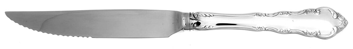 Dresden Rose (Silverplate, 1953) Steak Knife Individual Hollow, Serrate HC by Reed & Barton-1