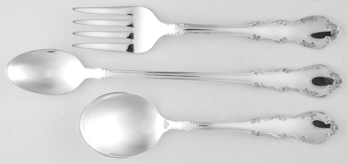 Dresden Rose (Silverplate, 1953) 3-Piece Baby Set (BF, BS, INS) by Reed & Barton-1