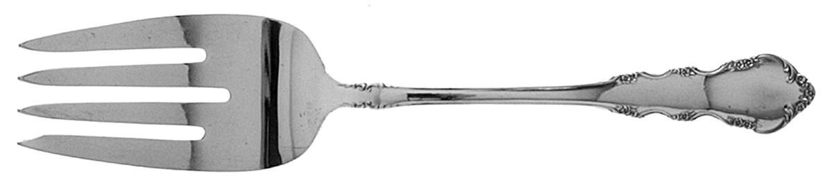 Dresden Rose (Silverplate, 1953) Medium Solid Cold Meat Serving Fork by Reed & Barton-1