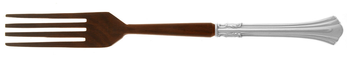 Eighteenth Century (Sterling, 1971, Newer) Salad Serving Fork with Wooden Prongs HC by Reed & Barton-1