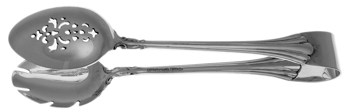 Eighteenth Century (Sterling, 1971, Newer) Ice Serving Tongs Large HC by Reed & Barton-1