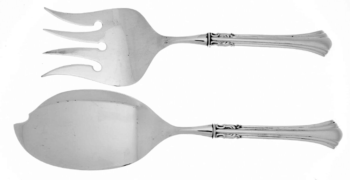 Eighteenth Century (Sterling, 1971, Newer) Hollow Handle Fish Serving Set, Silverplate Blade by Reed & Barton-1