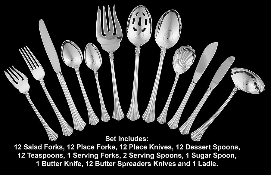 Eighteenth Century (Sterling, 1971, Newer) 78 Piece Set by Reed & Barton-1