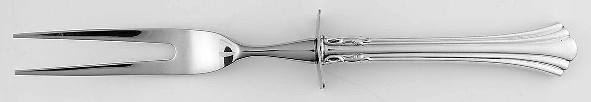 Eighteenth Century (Sterling, 1971, Newer) Small Steak Carving Fork with Stainless Prongs by Reed & Barton-1