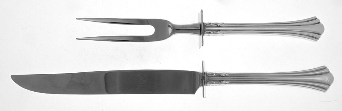 Eighteenth Century (Sterling, 1971, Newer) Large 2-Piece Roast Carving Set w/Stainless Blade by Reed & Barton-1