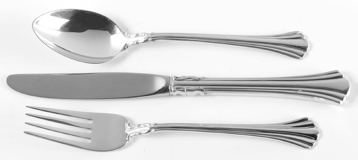 Eighteenth Century (Sterling, 1971, Newer) 3-Piece Youth Set (Knife, Fork & Large Spoon) by Reed & Barton-1