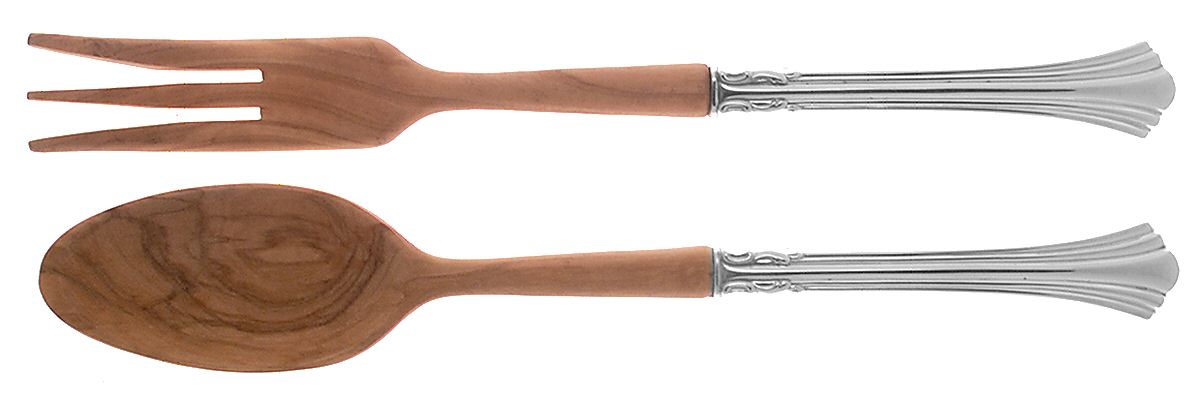 Eighteenth Century (Sterling, 1971, Newer) Wooden Bowl 2-Piece Salad Set by Reed & Barton-1