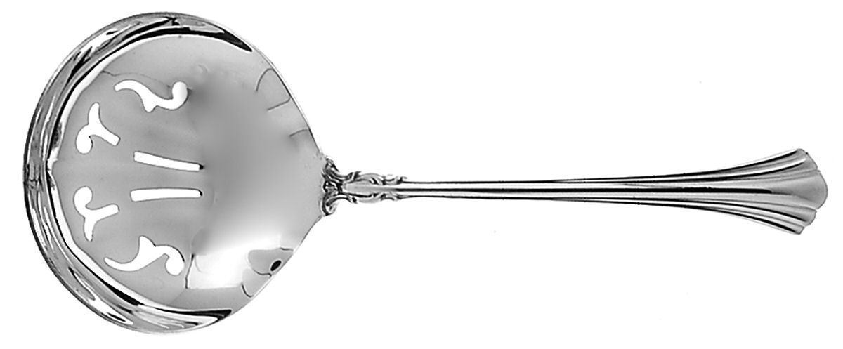 Eighteenth Century (Sterling, 1971, Newer) Solid Bon Bon Spoon with Pierced Bowl by Reed & Barton-1