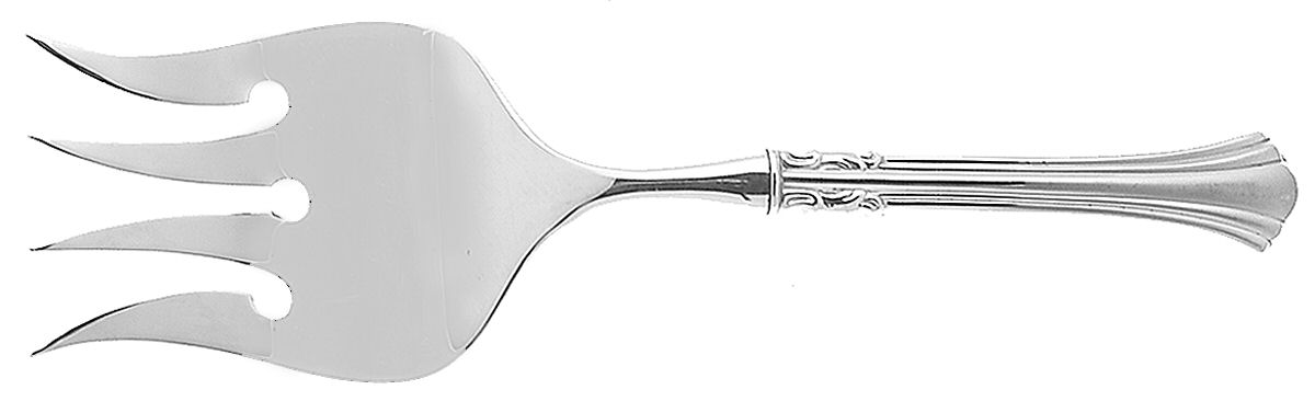 Eighteenth Century (Sterling, 1971, Newer) Hollow Handle Fish Serving Fork, Silverplate Tines by Reed & Barton-1