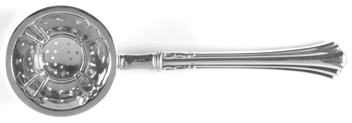 Eighteenth Century (Sterling, 1971, Newer) Individual Overcup Tea Strainer with Silverplate Bowl by Reed & Barton-1