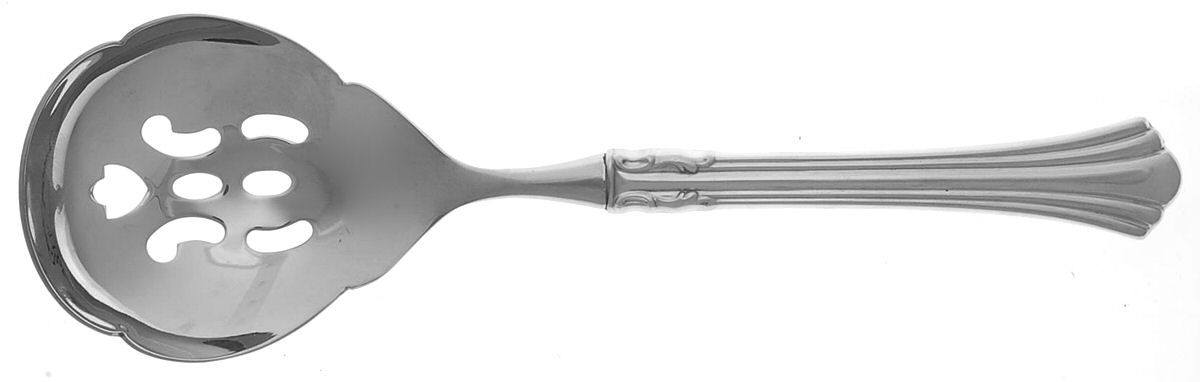 Eighteenth Century (Sterling, 1971, Newer) Pierced Serving Spoon with Stainless Bowl by Reed & Barton-1