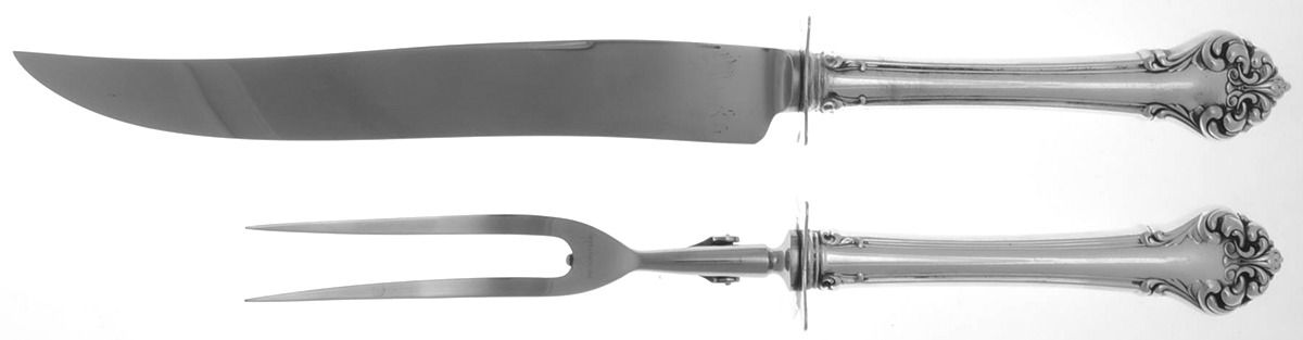 Elegante-L'Elegante (Sterling, 1900-1940) Large 2-Piece Roast Carving Set w/Stainless Blade by Reed & Barton-1