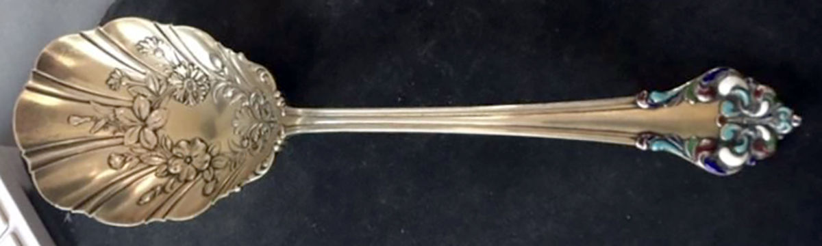 Elegante-L'Elegante (Sterling, 1900-1940) Preserve Spoon with Enamel Inlay by Reed & Barton-1