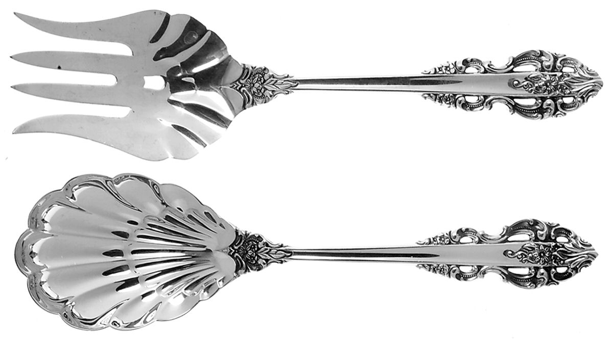 El Greco (Sterling, 1972, No Monograms) (2 Pc) Solid Salad Set by Reed & Barton-1