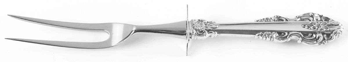 El Greco (Sterling, 1972, No Monograms) Large Stainless-Prong Roast Carving Fork by Reed & Barton-1
