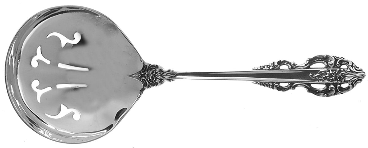 El Greco (Sterling, 1972, No Monograms) Solid Bon Bon Spoon with Pierced Bowl by Reed & Barton-1