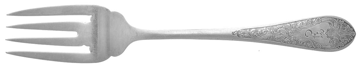 English Antique-Etched (Sterlng, 1895) Monogram Individual Salad Fork by Reed & Barton-1
