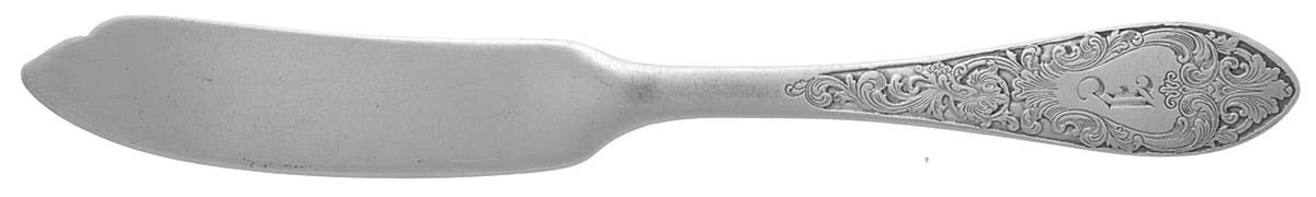 English Antique-Etched (Sterlng, 1895) Monogram Flat Handle Butter Spreader by Reed & Barton-1