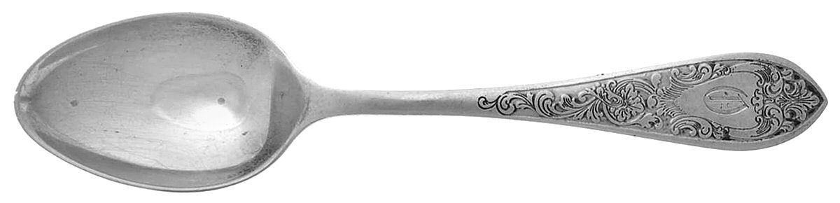 English Antique-Etched (Sterlng, 1895) Monogram Demitasse Spoon by Reed & Barton-1