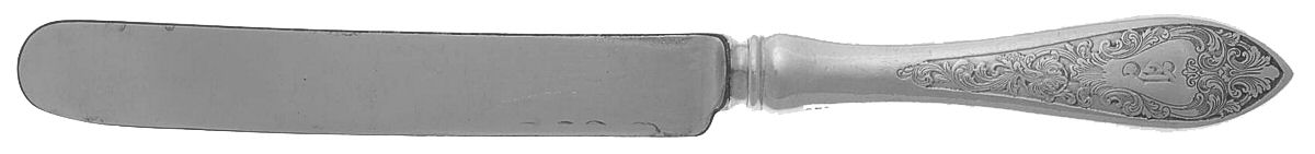 English Antique-Etched (Sterlng, 1895) Monogramed Old French Hollow Knife with Bolster by Reed & Barton-1
