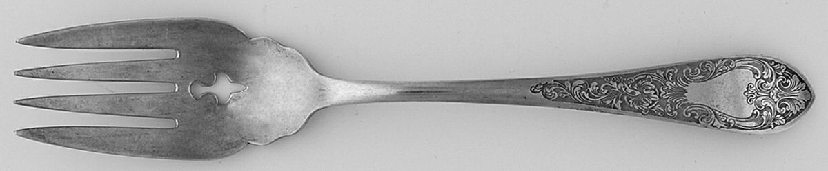 English Antique-Etched (Sterlng, 1895) Pastry Fork by Reed & Barton-1