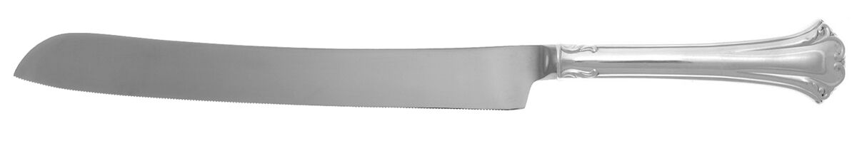 English Chippendale (Sterling, 1984) Wedding Cake Knife with Stainless Blade HC by Reed & Barton-1