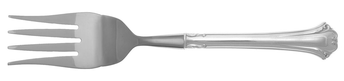 English Chippendale (Sterling, 1984) Cold Meat Fork Large, Stainless Tines HC by Reed & Barton-1