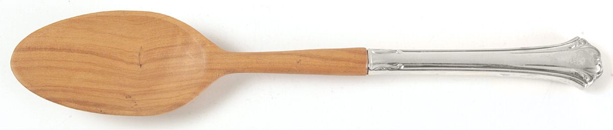 English Chippendale (Sterling, 1984) Salad Serving Spoon with Wooden Bowl by Reed & Barton-1