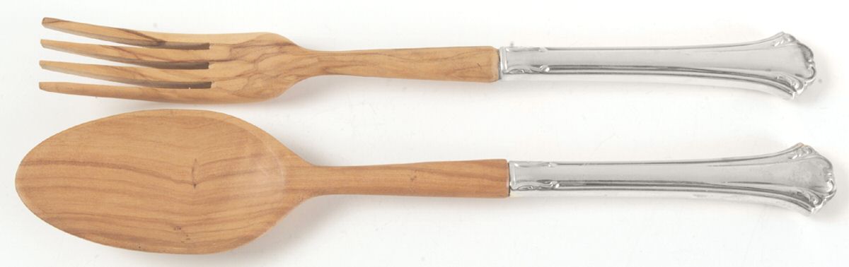 English Chippendale (Sterling, 1984) Wooden Bowl 2-Piece Salad Set by Reed & Barton-1