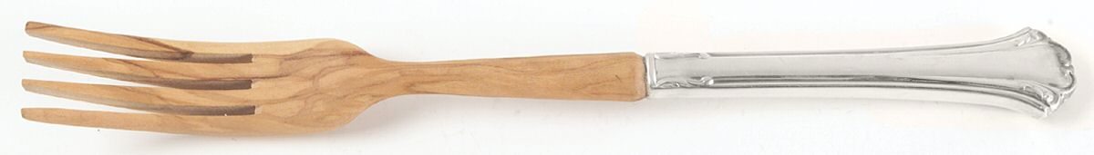 English Chippendale (Sterling, 1984) Salad Serving Fork with Wooden Prongs by Reed & Barton-1