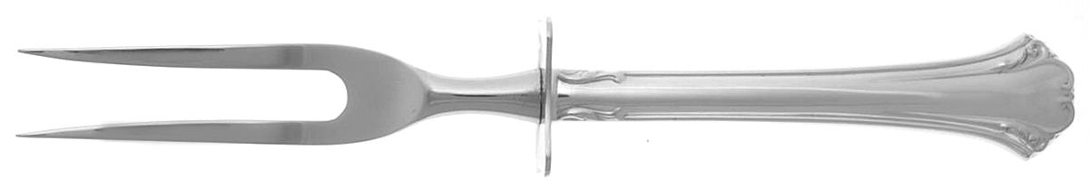 English Chippendale (Sterling, 1984) Small Steak Carving Fork with Stainless Prongs by Reed & Barton-1