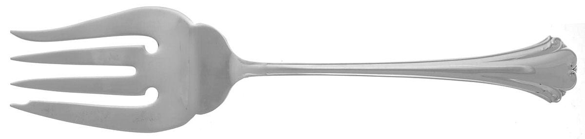 English Chippendale (Sterling, 1984) Medium Solid Cold Meat Serving Fork by Reed & Barton-1